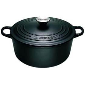 Le Creuset Cast Iron Round Casserole, Satin Black, 24 cm