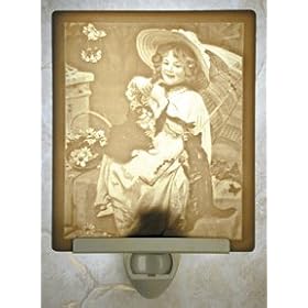 Kitten and Bows Flat Porcelain Lithophane Nightlight
