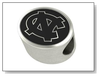 North Carolina Tar Heels Collegiate Bead Fits Most Pandora Style Bracelets Including Pandora Chamilia Biagi Zable Troll and More. High Quality Bead in Stock for Immediate Shipping