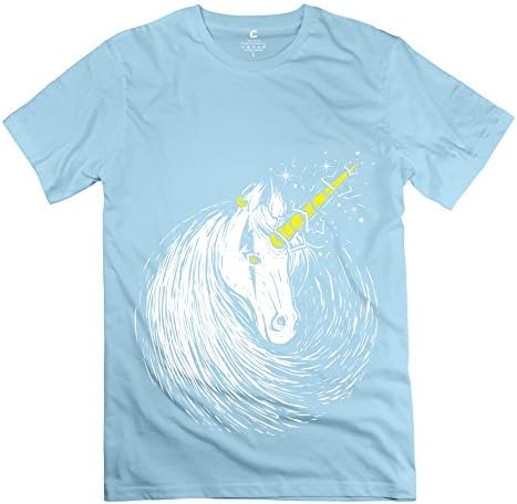 TGRJ Men's T Shirts - Geek Scar Unicorn Tshirt SkyBlue Size XXL