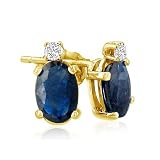 2ct Oval Sapphire and Diamond Earrings in 14k Yellow Gold