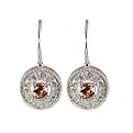Sterling Silver Champagne Cubic Zirconia Round Earrings