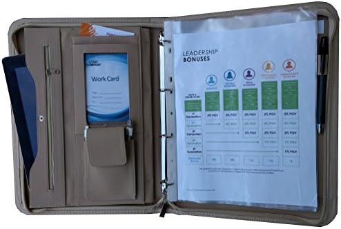 Deluxe Executive Padfolio &amp; Portfolio case with Zippered Closure, Card Slots, inside zippered Pocket, Solar Calculator, Premium Pleather Material, fits ipad, Documents Binder (Brown w/o Calculator)