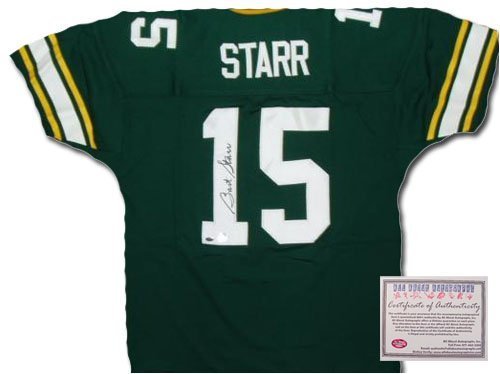 Bart Starr Green Bay Packers NFL Hand Signed Authentic Style Home Green Football Jersey