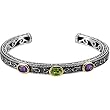 Sterling Silver and 14K Yellow Gold Amethyst, Peridot and Sapphire Bracelet