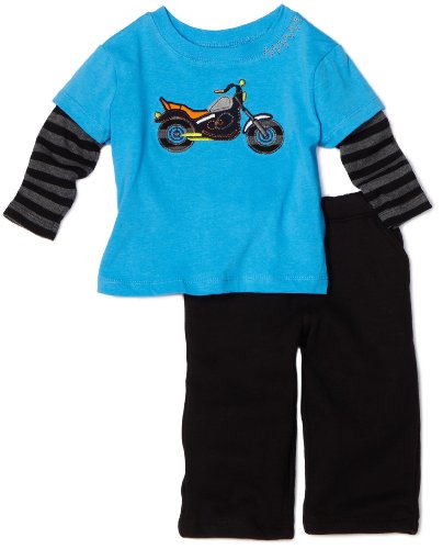 Flapdoodles Baby-boys Infant Motocycle Thermal Tee and Fleece Pant Set, Gravity, 24 Months