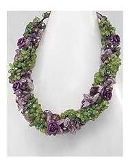 Flower Cotton Waxed Thread Amethyst Necklace In Zinc