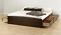 King Size Platform Storage Bed with Drawers - Espresso