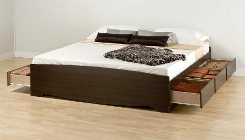 Espresso Finish King Size Platform Storage Bed