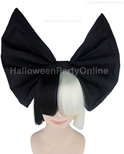 Halloween Party SIA Black &amp; White Wig Black Bow Costume Cosplay Online HW-202