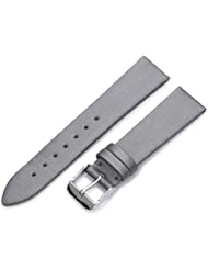 Hadley-Roma Womens LSL978RW 180 18-mm Silver Satin Grained Leather Watch Strap