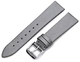 Hadley-Roma Women's LSL978RW 180 18-mm Silver Satin Grained Leather Watch Strap