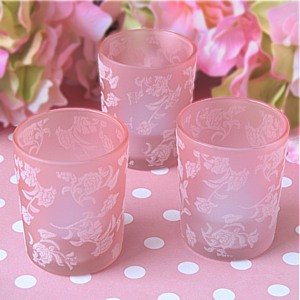 Pink Floral Votive Candle of 3)