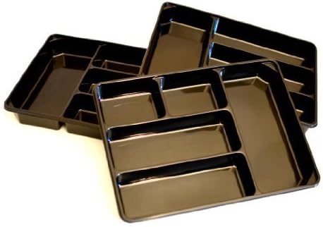 3-PACK of Organizer Trays for Desk, Utensils, Tools, Crafts, Vanity - 15.7" x 11.7" x 2.0" - Black