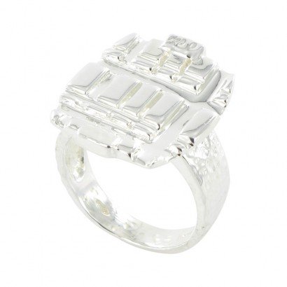  Lily Morgane - Bague Carrare - carrée en argent massif brillant avec stries - Taille 54