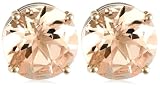 14k Choice of White or Yellow Gold 8mm Morganite Round Stud Earrings