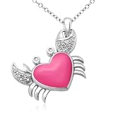 Sterling Silver Enamel Crab Diamond Pendant, 18