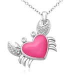 SAVE $21 - Sterling Silver Enamel Crab Diamond Pendant, 18" $54.00