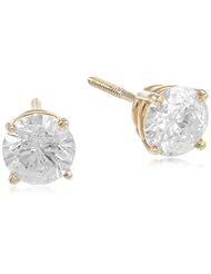 IGI Certified 10k Gold Round-Cut Diamond Studs (1 cttw, J-K Color, I2-I3 Clarity)