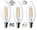 Bioluz LED 92 CRI E12 LED Candelabra Bulbs 60 Watt (5.5W) Warm White 2700K Clear LED Filamament Candle Bulb Dimmable UL Listed Title 20 3-Pack