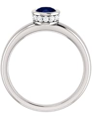 Platinum 7.00x5.00mm Oval Cut Chatham Created Sapphire and Diamond Ring -- LIFETIME WARRANTY