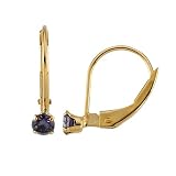 14K Yellow Gold Imitation Amethyst Children's Earrings