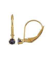 14K Yellow Gold Imitation Amethyst Childrens Earrings