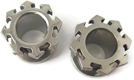 Pair 0g 0 Gauge 8mm Lobe Screw Flesh Tunnels Ear Plugs Rings Earlets Tunnel Body Piercing