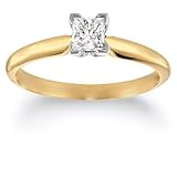  : 10k Yellow Gold Princess Cut Solitaire Diamond Engagement Ring (1/2 ct, J-K Color, I2-I3 Clarity), Size 5