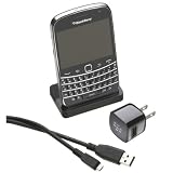 RIM 純正 ドコモ BlackBerry Bold 9900 Charging Pod with USB & Charger Unit ブラックベリーボールド9900専用チャージングポッド USB-AC 充電器 シンク・チャージケーブル 3点セット ACC-39455-301