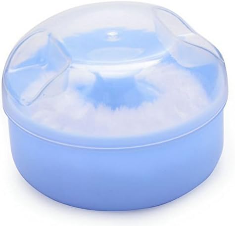 Baby Powder Dispensor Puff Kit Container Case Makeup Cosmetic Tool Sponge Villus Box (blue)