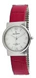 Peugeot Womens Combination Fuscia Leather and Metal Expansion Watch with a Large Round White Dial