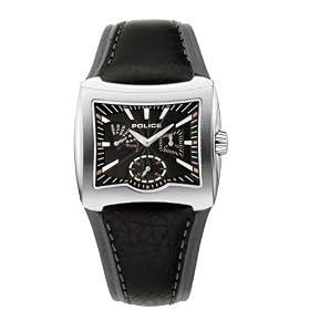 Police 'Enterprise' Gents Black Leather Strap And Black Dial Watch