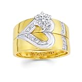 41%2BduwaOvBL. SL160  14K Gold Diamond Engagement Wedding Ring for women, Two tone With Heart Shape Ring (0.21ct GH, SI)
