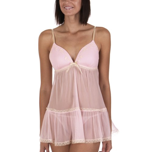 Gilligan & O'Malley Mesh Baby Doll Chemise - Pink Mums