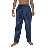 Mens Varsity Plaid Comfortable Cotton Sleepwear / Pajama Pants - Blue