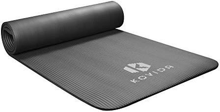Kovida Antimicrobial Silver Ion Thick Yoga Mat, Pilates Mat, and Exercise Mat - Extra Long, High Density, Anti-Tear with Carrying Strap. Great for Pilates, P90X, Yoga, Strength Training, &amp; Stretching