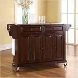 Crosley Furniture Stainless Steel Top Mahogany Kitchen Cart