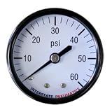 Interstate Pneumatics G2101-060 1 -1/2 Inch 60 PSI - 1/8 Inch NPT Rear Mount Pressure Gauge