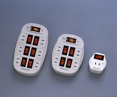 ASW-017	雷ガード付6口節電コンセント　PC・家電周りの必需品♪