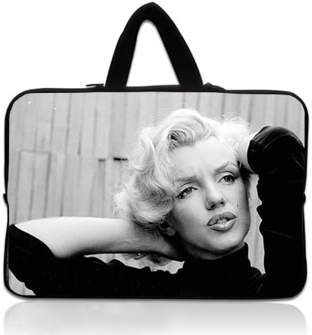 HUADO New Style Marilyn Monroe Singer Actress Bw Laptop Handbag Portable Laptop Carrying Bag Twin Sides Patterns Waterproof Canvas Fabric Case for 11 11.6 Inch Laptop