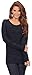 Women's Casual Scoop Neck Long Sleeve Heathered Cashmerlon Sweater