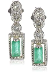 14k White Gold Gem Stone and Diamond Earrings (0.06 cttw, I-J Color, I1 Clarity)