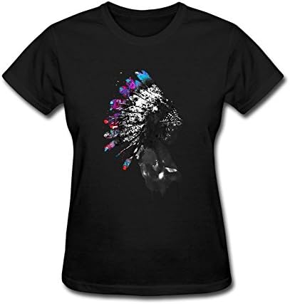 FLLVXP Women's Native American Indian Headdress Painting T-shirt Black S
