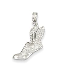 14k White Gold Running Shoe with Wings Pendant