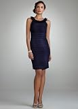 David's Bridal Short Cocktail Dress with Ruffled Neck Style 9483