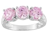 4.19CTW BELLA LUCE PINK DIAMOND SIMULANT PLATINUM OVER STERLING SILVER 3-STONE RING