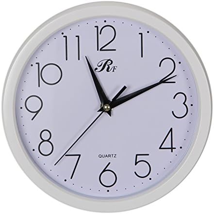 RUIFA Indoor Silent 8-Inch Precedent Decorative Wall Clock with Arabic Numerals (White)