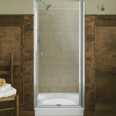 KOHLER K-702406-L-SH Fluence Frameless Pivot Shower Door, Bright Silver