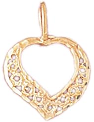 Dazzlers Solid 14k Gold Filigree Heart Charm Pendant Available in three colors from jewelsberry (weights: 1.1 grams only)